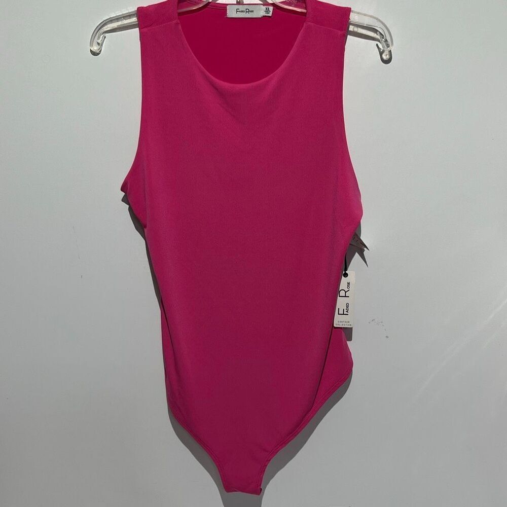 Faded Rose Women's Pink Fitted High Neck Sleeveless Bodysuit Size XL NWT